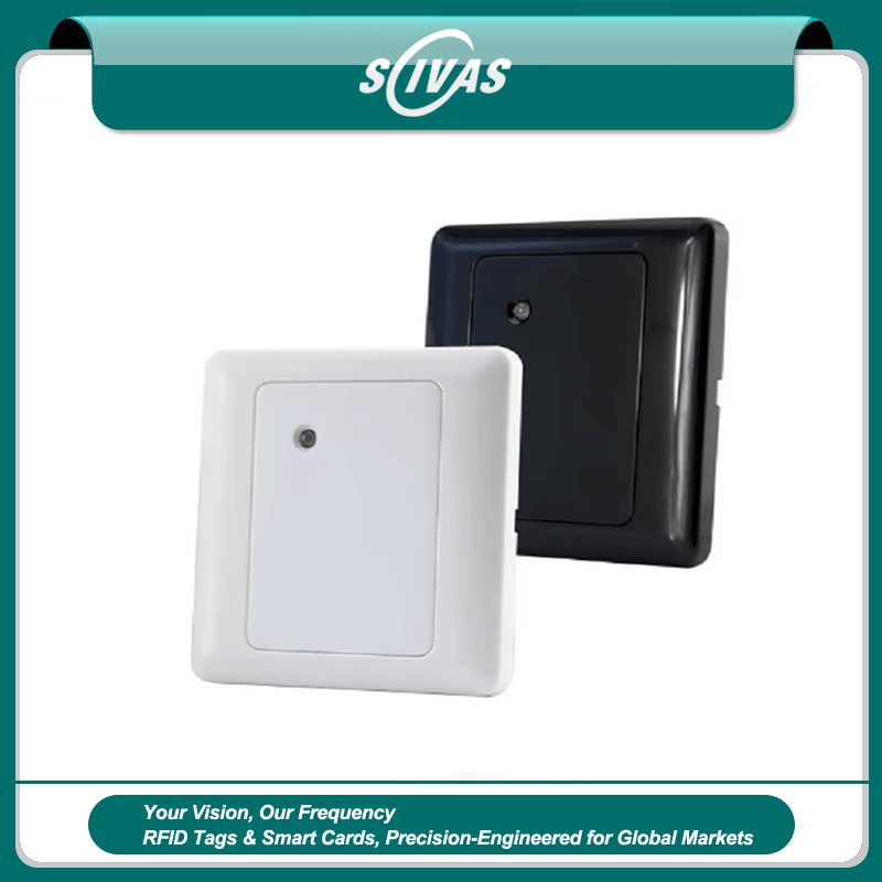 Imagem de Leitor RFID Mini Wiegand para Controle de Porta com leitura sem contato para compradores que comparam soluções de Leitores de acesso RFID.
