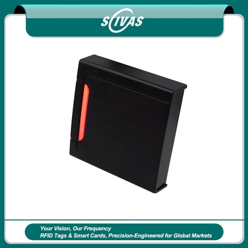 Imagem de Leitor RFID de Parede para Entrada Segura com foco em design para montagem em parede para projetos de Leitores de acesso RFID.