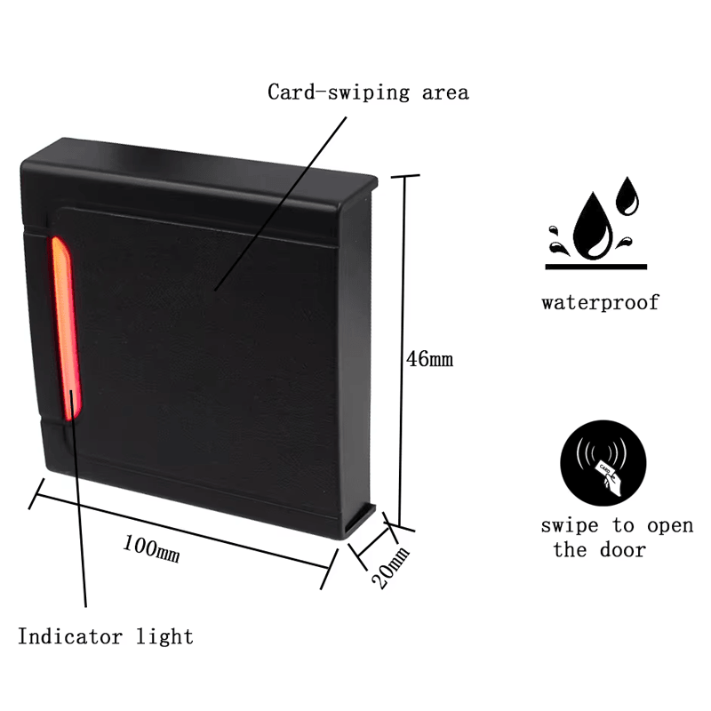 Imagem nítida de Leitor RFID de Parede para Entrada Segura destacando logotipo impresso para aplicações de Leitores de acesso RFID.