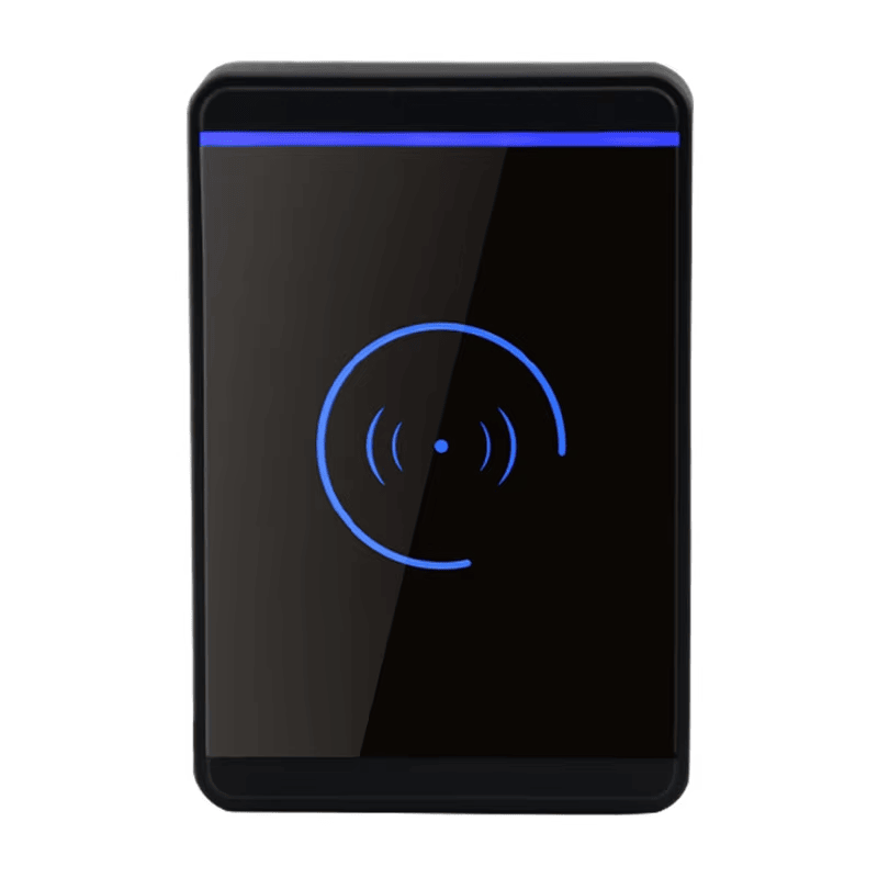 Leitor NFC RFID para teste de credenciais em instalação de entrada por porta na categoria Leitores de acesso RFID.
