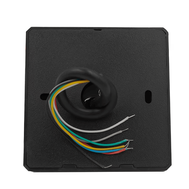 Dois leitores RFID de presença 102-2634 em preto e branco são exibidos juntos para mostrar as opções de cores para diferentes ambientes de instalação.