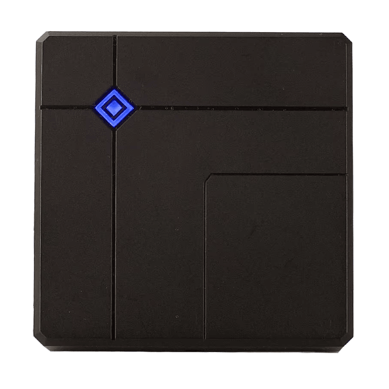 Leitores RFID modelo 331 apresentados nos acabamentos preto e branco para oferecer opções estéticas versáteis para diferentes locais de instalação.