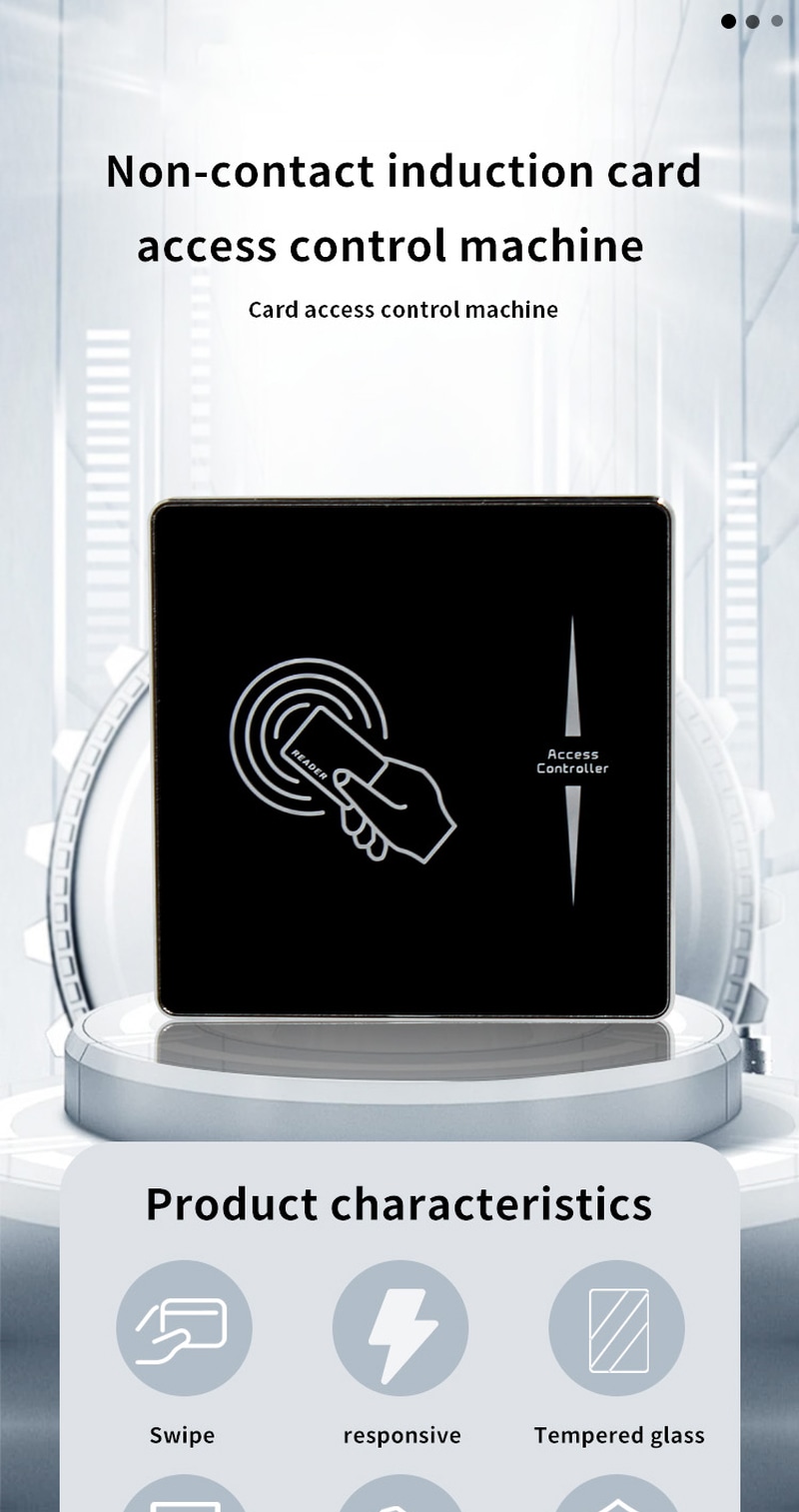 Imagem técnica demonstrando o corpo ultrafino de 9 mm do terminal de acesso ZY-S131, adequado para instalação sobreposta em diferentes tipos de parede.