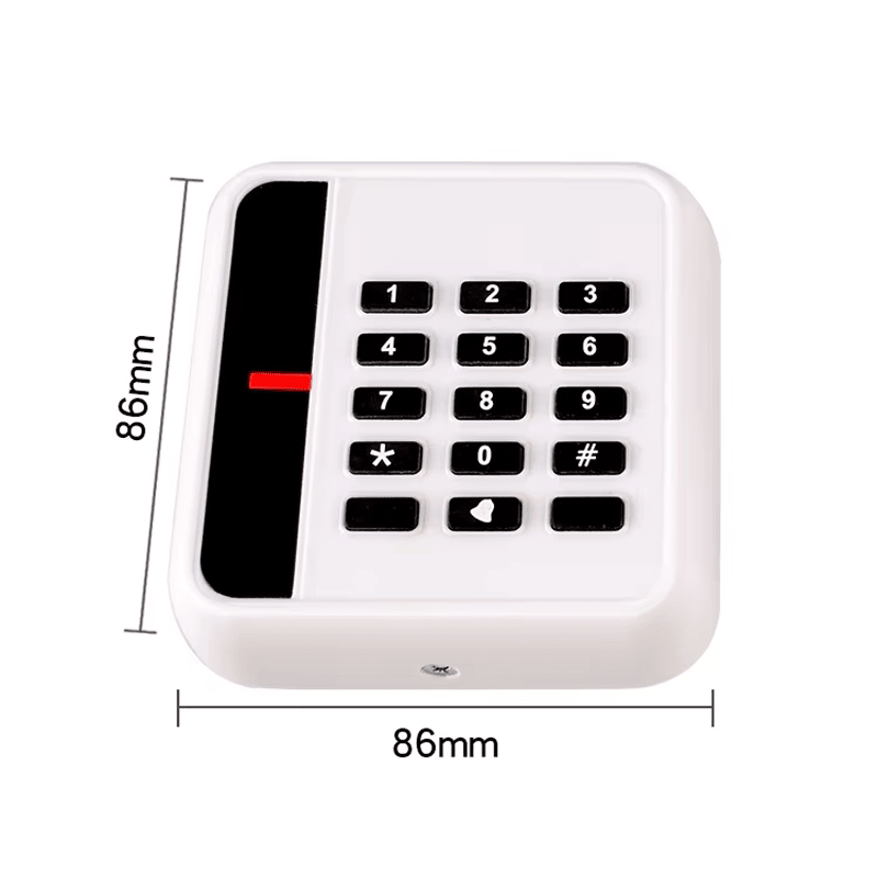Esta imagem destaca logotipo impresso em Leitor RFID 125KHz para Controle de Acesso para aplicações de Leitores de acesso com teclado.
