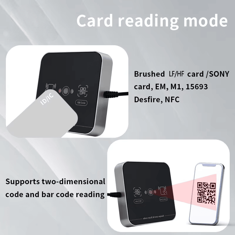 Foto de Leitor RFID QR Industrial para Controle de Acesso Seguro mostrando design para montagem em parede na categoria Leitores de acesso por código QR.