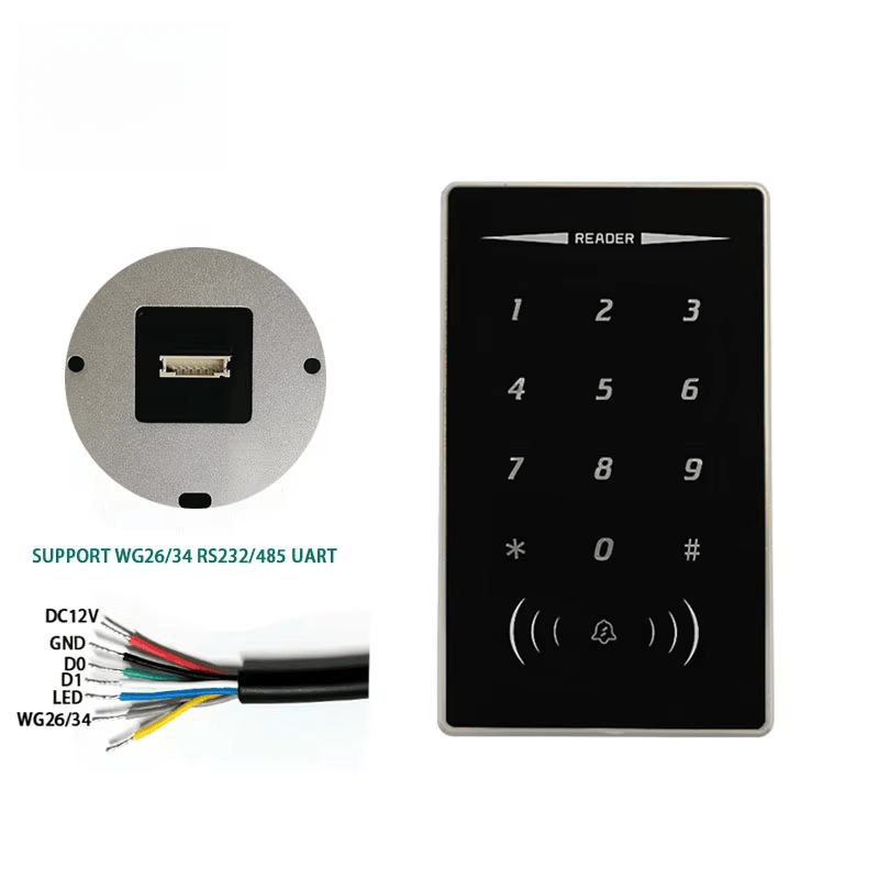 Imagem nítida de Leitor RFID Comercial para Portas com Proteção IP68 destacando terminal de conexão para aplicações de Leitores de acesso RFID.