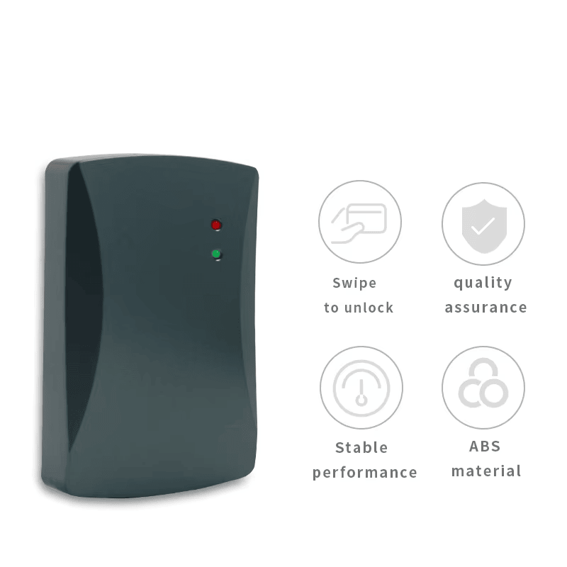 Imagem nítida de Leitor RFID 125 kHz IP68 para Controle de Portas destacando painel frontal com teclado para aplicações de Leitores de acesso RFID.