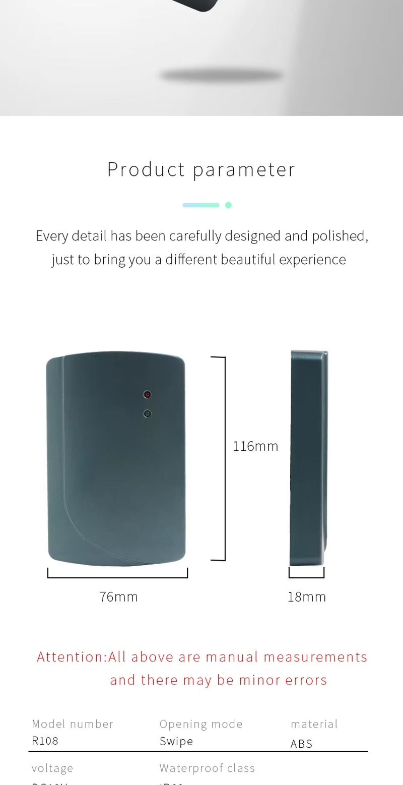 Leitor RFID de acesso IP68 de 13.56MHz para controle de portas, mostrado com logotipo impresso para compradores que comparam soluções de leitores de acesso RFID.