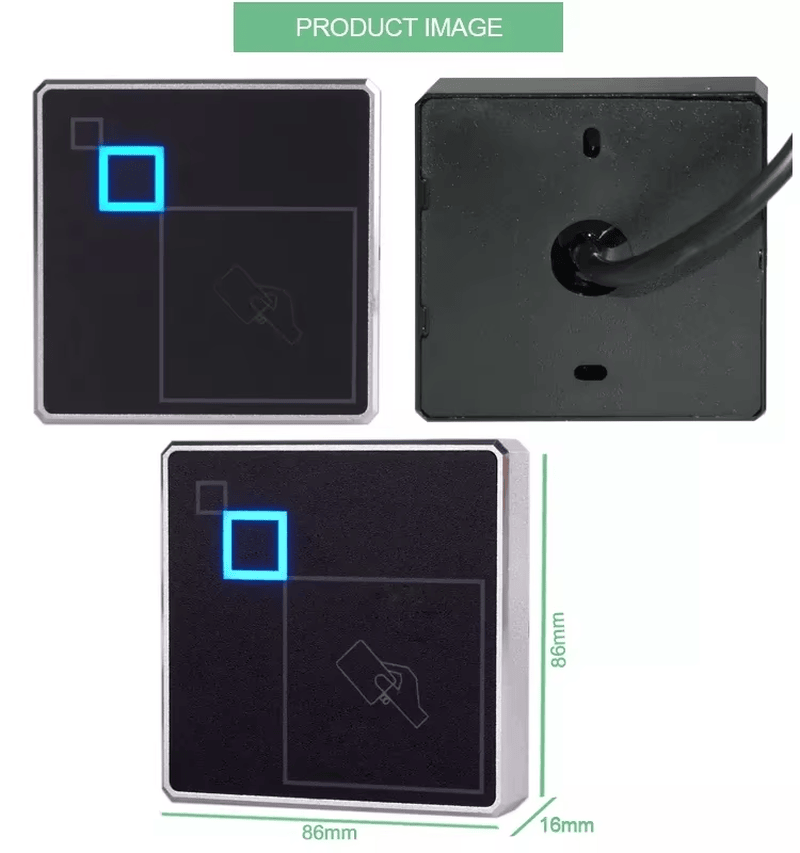 Detalhe dos cabos de conexão coloridos do leitor J102A para alimentação elétrica e transmissão de dados ao controlador de acesso