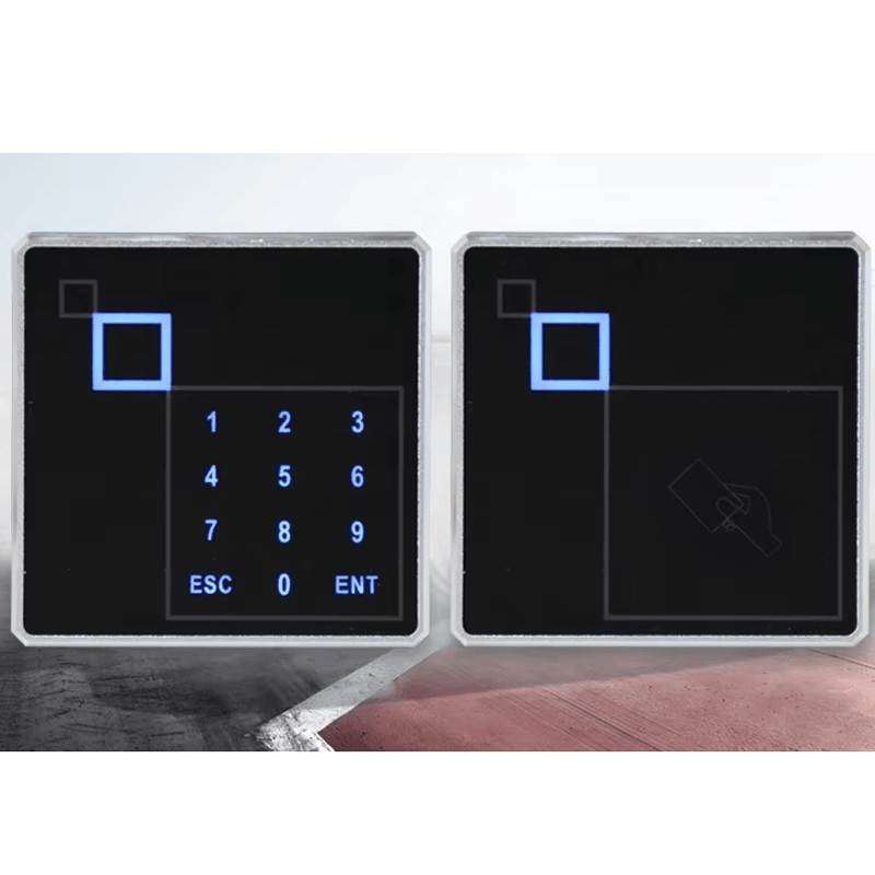 Imagem nítida de Leitor Metálico de Acesso para Portas com Wiegand destacando detalhes do chip para aplicações de Leitores de acesso com carcaça metálica.