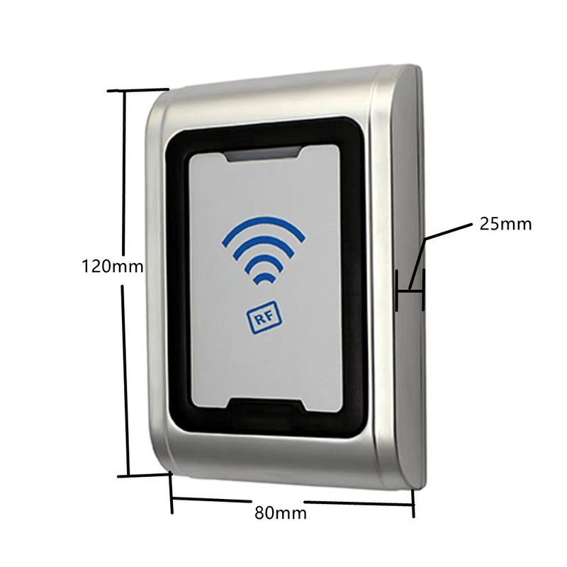 Projetado para montagem em superfície, o leitor de proximidade RF005 pode ser instalado facilmente em paredes externas ou batentes de portas para acesso conveniente.