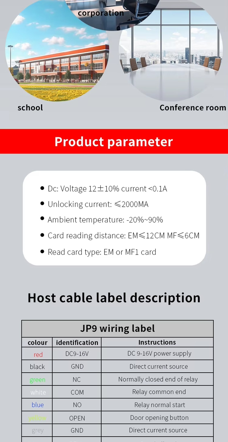Kit completo de instalação do controlador ZY-S630 com teclado principal, manual do usuário e acessórios de montagem
