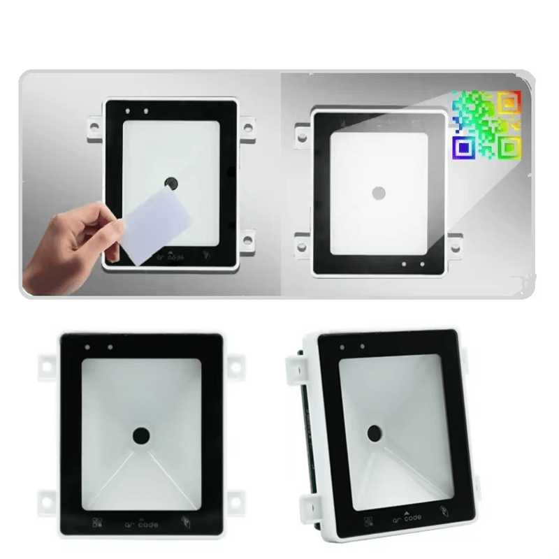 Imagem de Leitor RFID com código QR para Controle de Acessos com foco em vista traseira para projetos de Leitores de acesso por código QR.