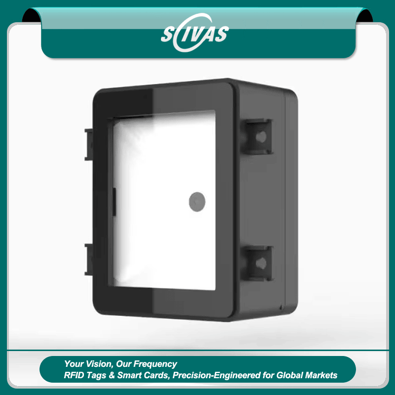 Imagem de Leitor RFID com código QR para Controle de Acessos com foco em impressão personalizada de cartões para projetos de Leitores de acesso por código QR.