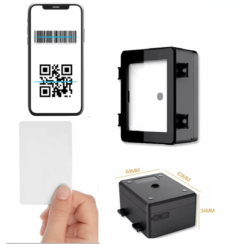 Imagem de Leitor RFID com código QR para Controle de Acessos com foco em vista frontal para projetos de Leitores de acesso por código QR.