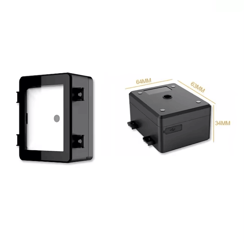 Leitor RFID de acesso por QR com saída Wiegand, mostrado em uma perspectiva nítida do sistema de segurança para aplicações de leitores de acesso por código QR.