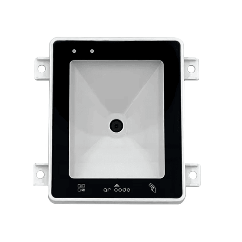 Kit completo de embalagem do leitor integrado R300 incluindo o módulo; o manual e os cabos de conexão necessários para instalação imediata.
