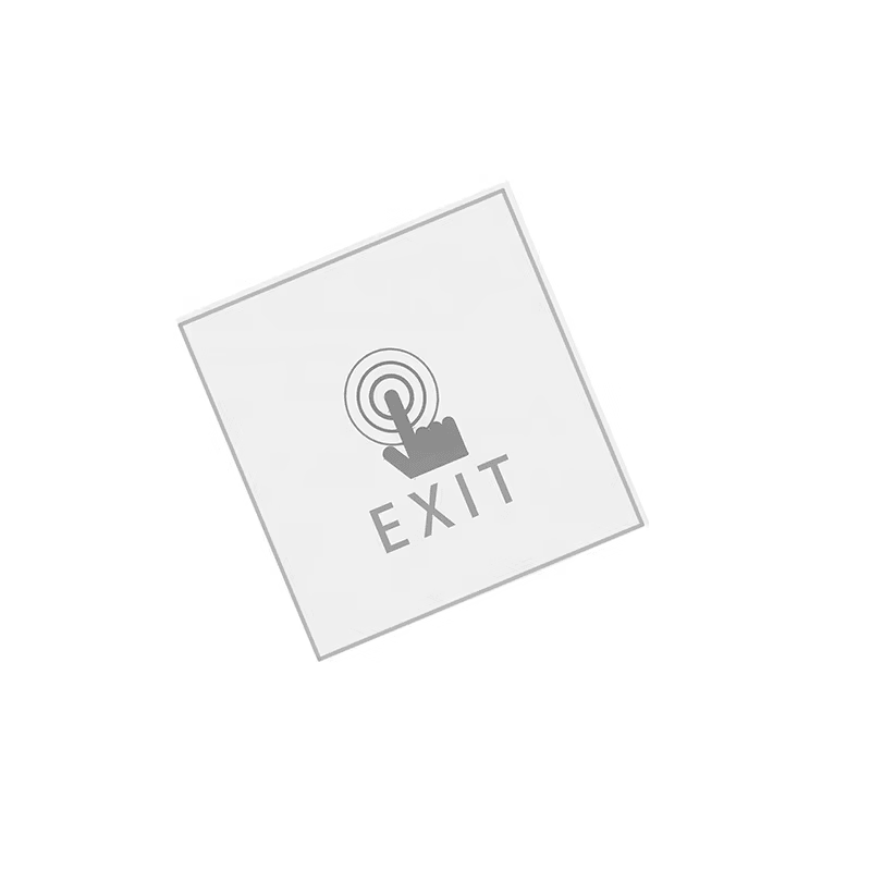 Vista traseira do botão de saída ZY-TK503 exibindo os terminais profissionais de cabeamento para configurações de controlador de porta normalmente aberto e comum.