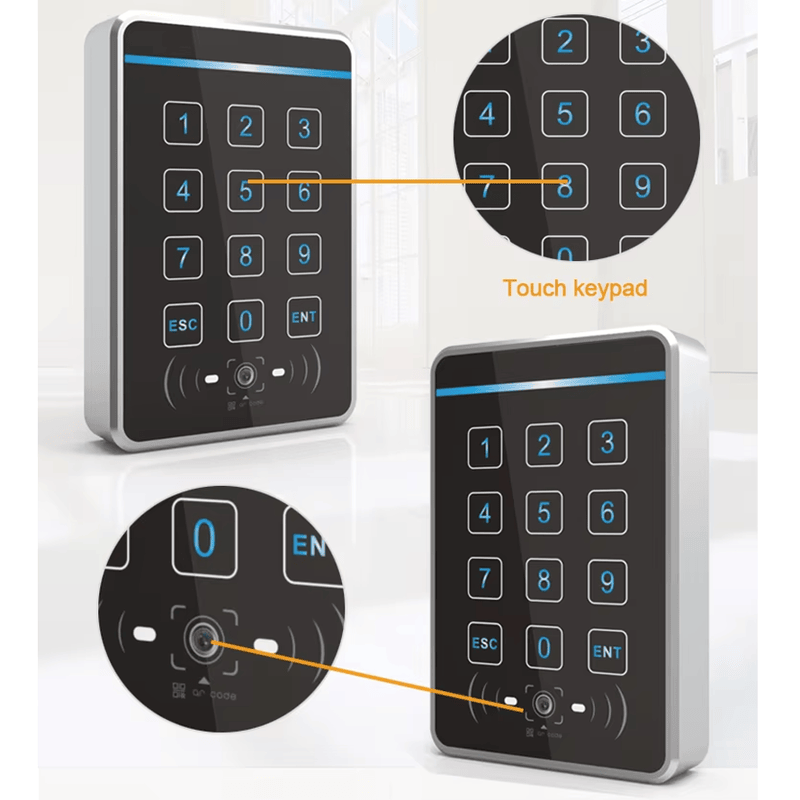 O modelo R60-MF utiliza tecnologia CMOS avançada para reconhecimento rápido de códigos QR junto com autenticação RFID padrão para controle de acesso flexível.