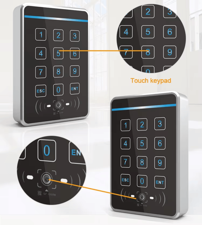 Vista aproximada da tela touchscreen do R60-MF, destacando o teclado numérico responsivo e a resistente estrutura metálica.