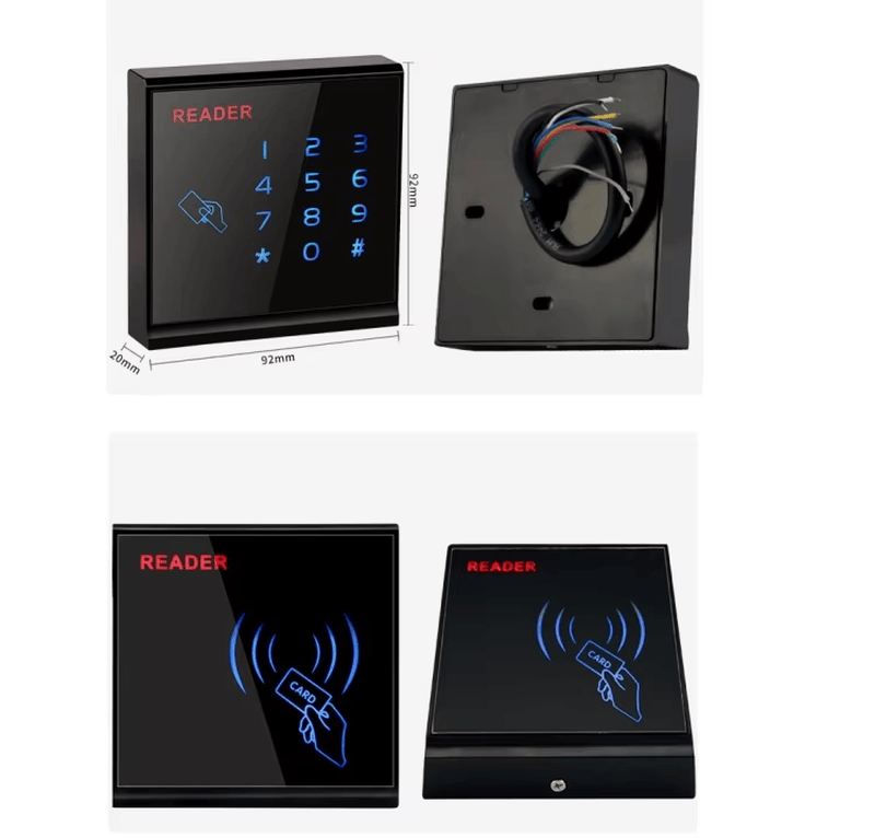 Diagrama de conexão do leitor RFID T30K com instruções técnicas para conexão à alimentação elétrica, ao controlador e à fechadura.
