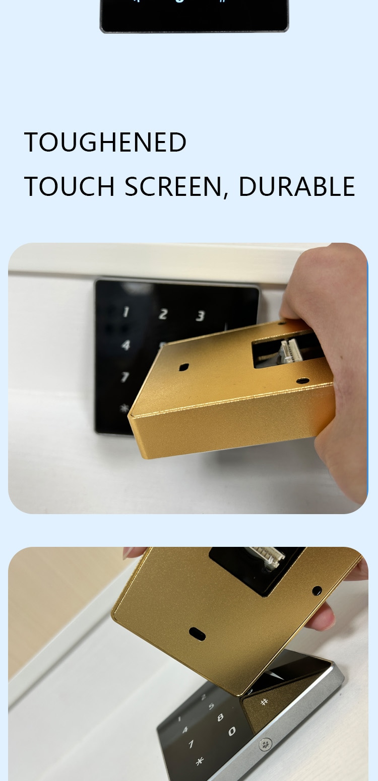 Design compacto do leitor RFID 125KHz para portas de escritórios.