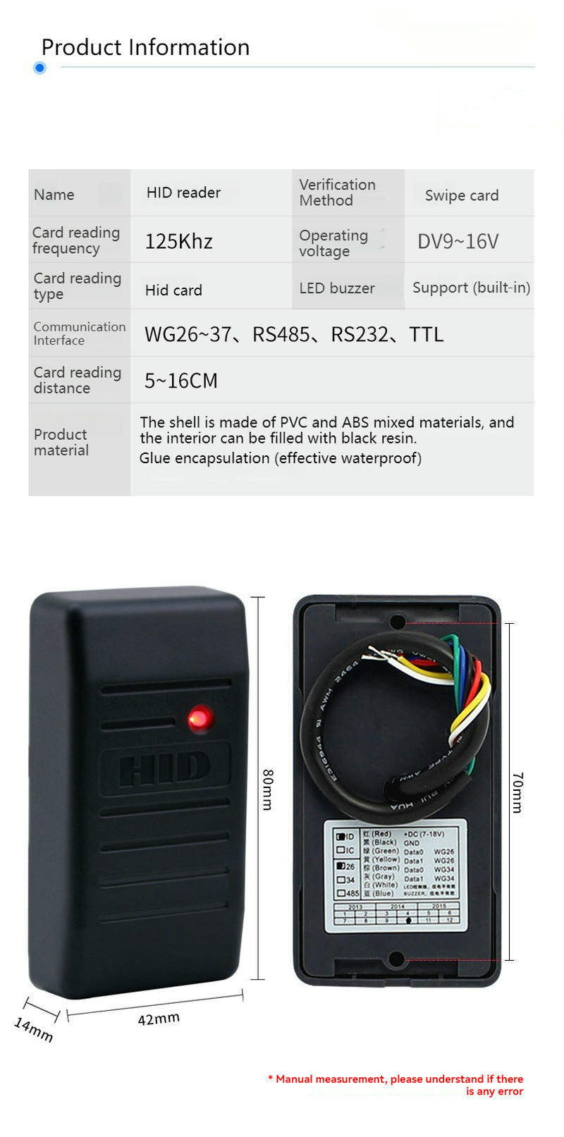 A embalagem padrão do terminal de controle de acesso RFID KA-HID-6005B inclui o leitor e os parafusos essenciais para montagem.