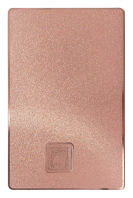 Acabamento de superfície em ouro rosé jateado para cartão metálico